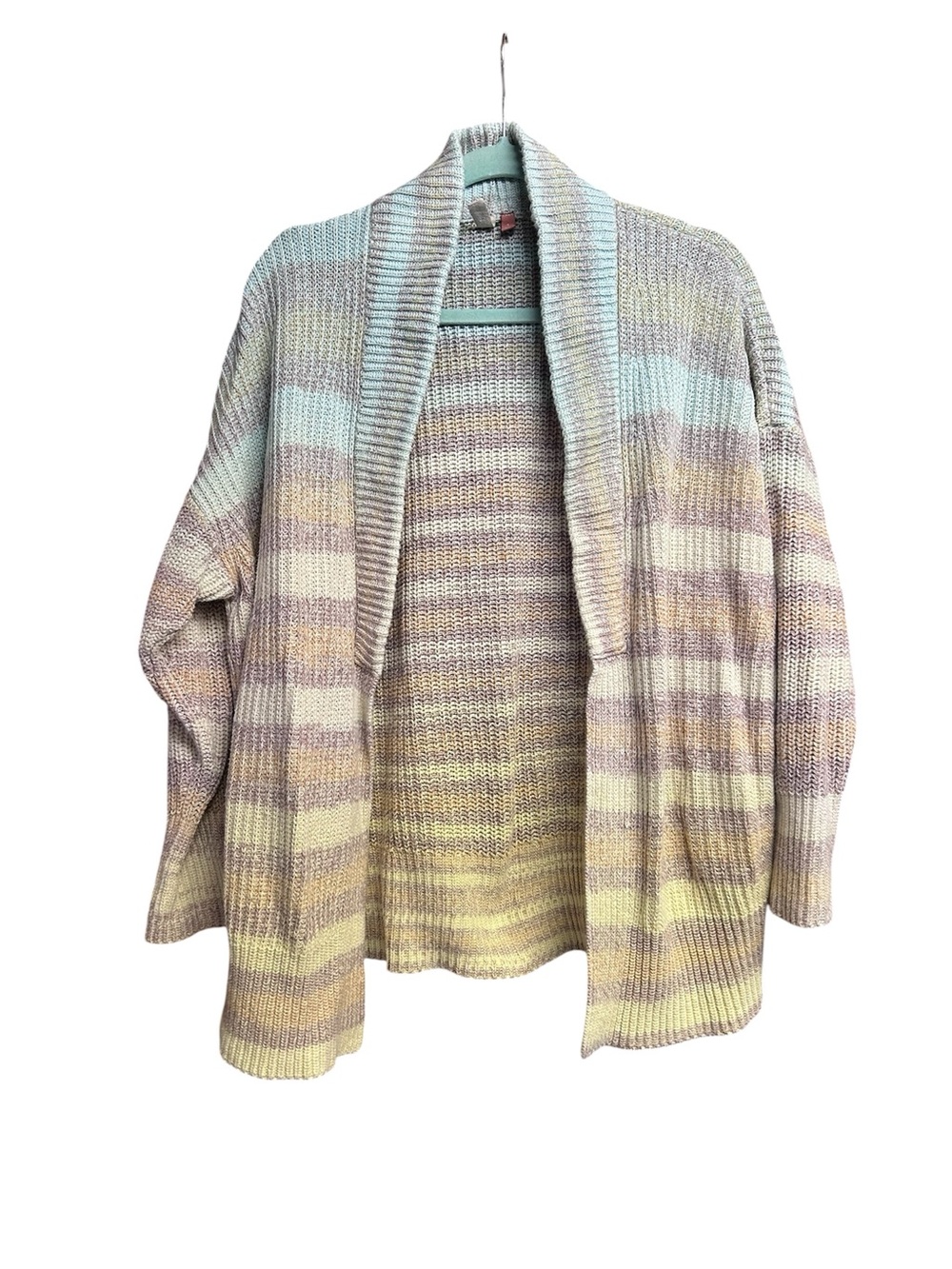 Anthropologie Pilcro & the Letterpress Ombré Rainbow Knit Open Cardigan Sweater